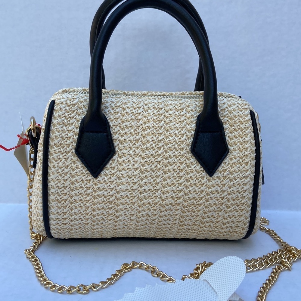 New GUESS Mini Straw/Faux Leather Crossbody bag - Picture 4 of 5